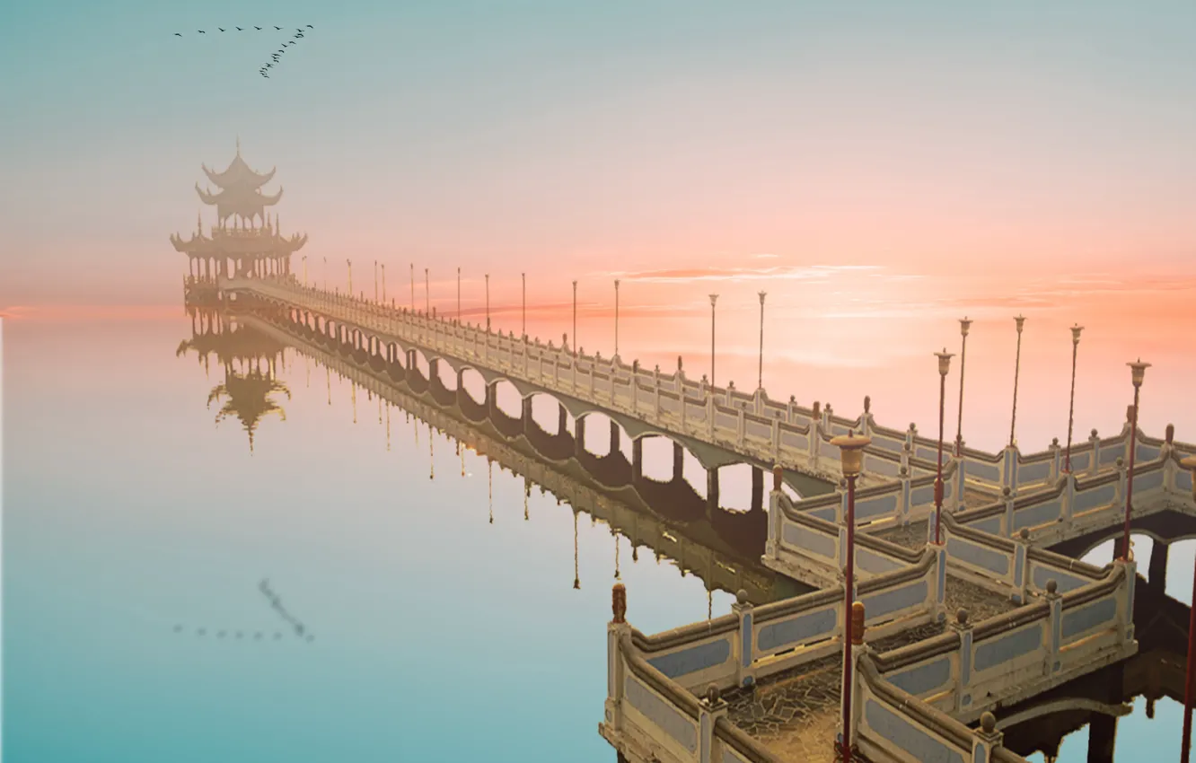 Фото обои sunset, china, bay