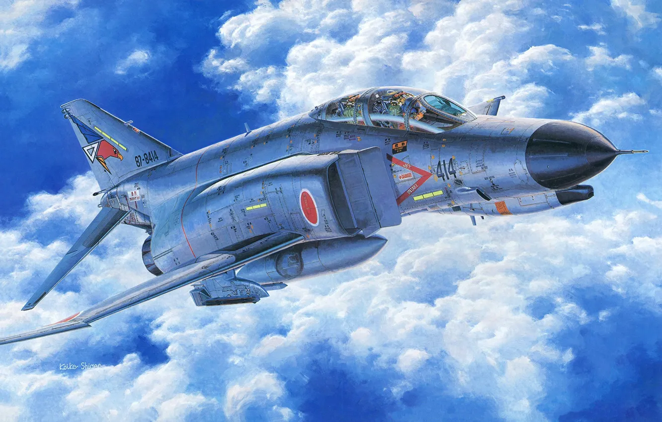Фото обои Япония, Истребитель, F-4EJ Phantom II, Боевой самолёт