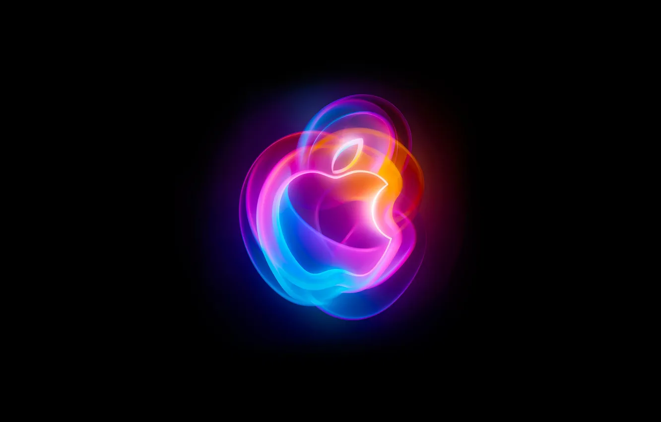 Фото обои Apple, Яблоко, Черный Фон, Логотип, Logo, time, Событие, 2024