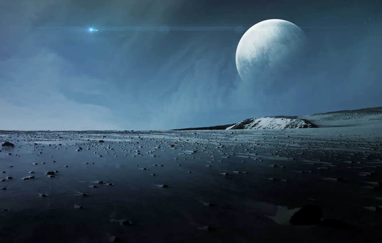 Фото обои moon, planet, stones, sci fi