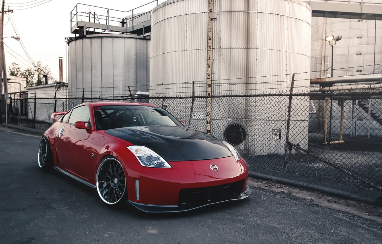 Фото обои nissan, red, tuning, 350