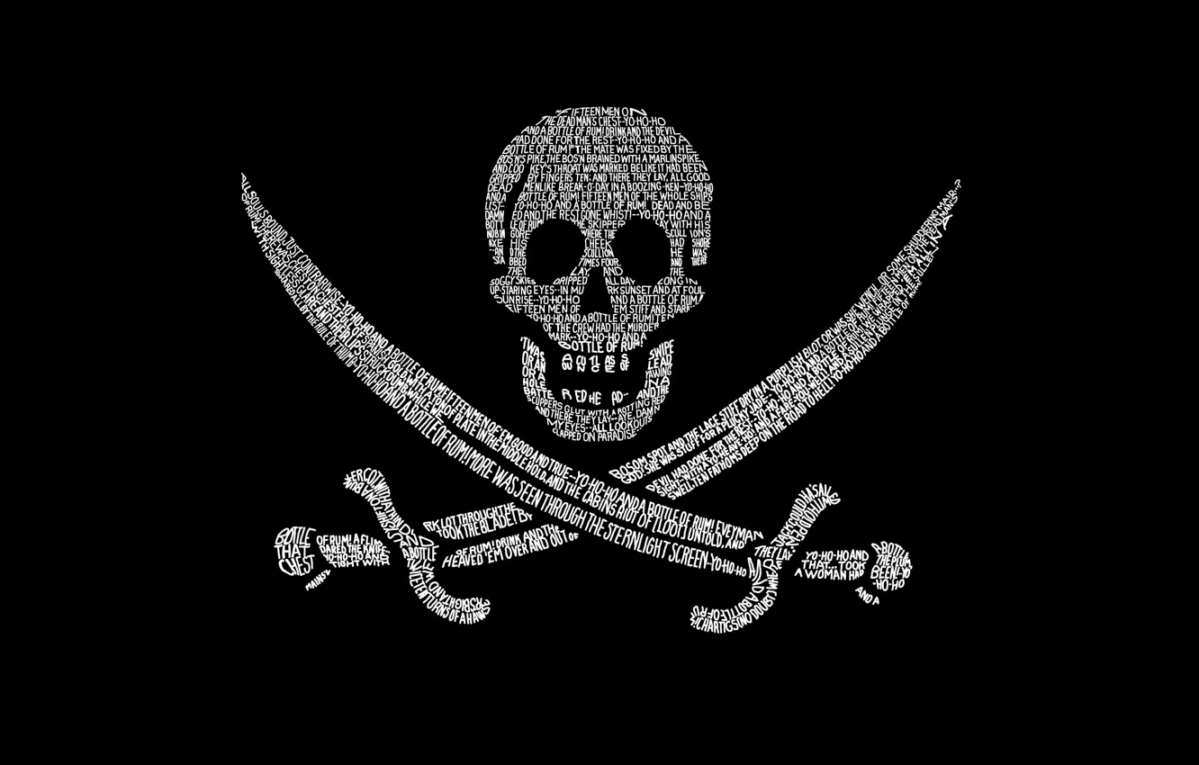 Фото обои black, texture текстура, pirat flag, пиратский флаг из слов