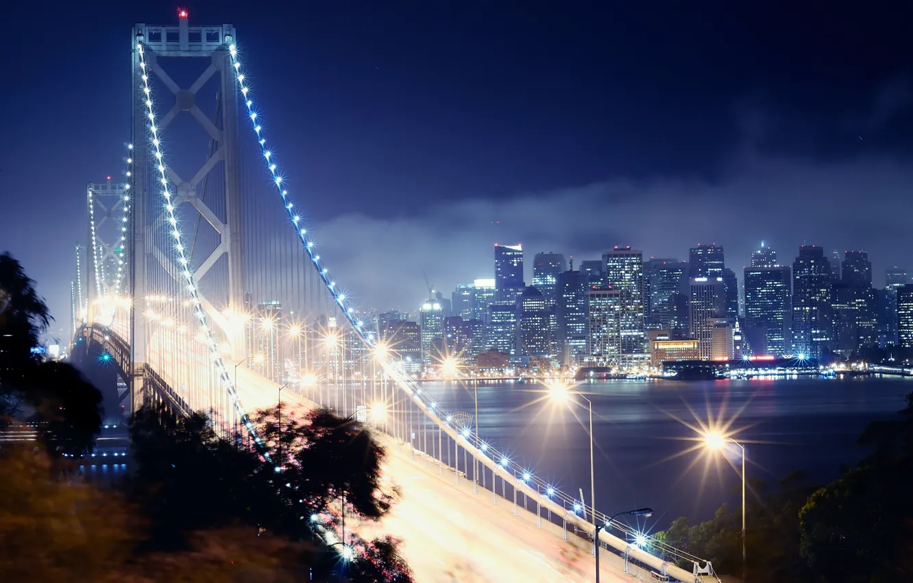 Фото обои ночь, Сан-Франциско, california, калифорния, night, san francisco, bay bridge
