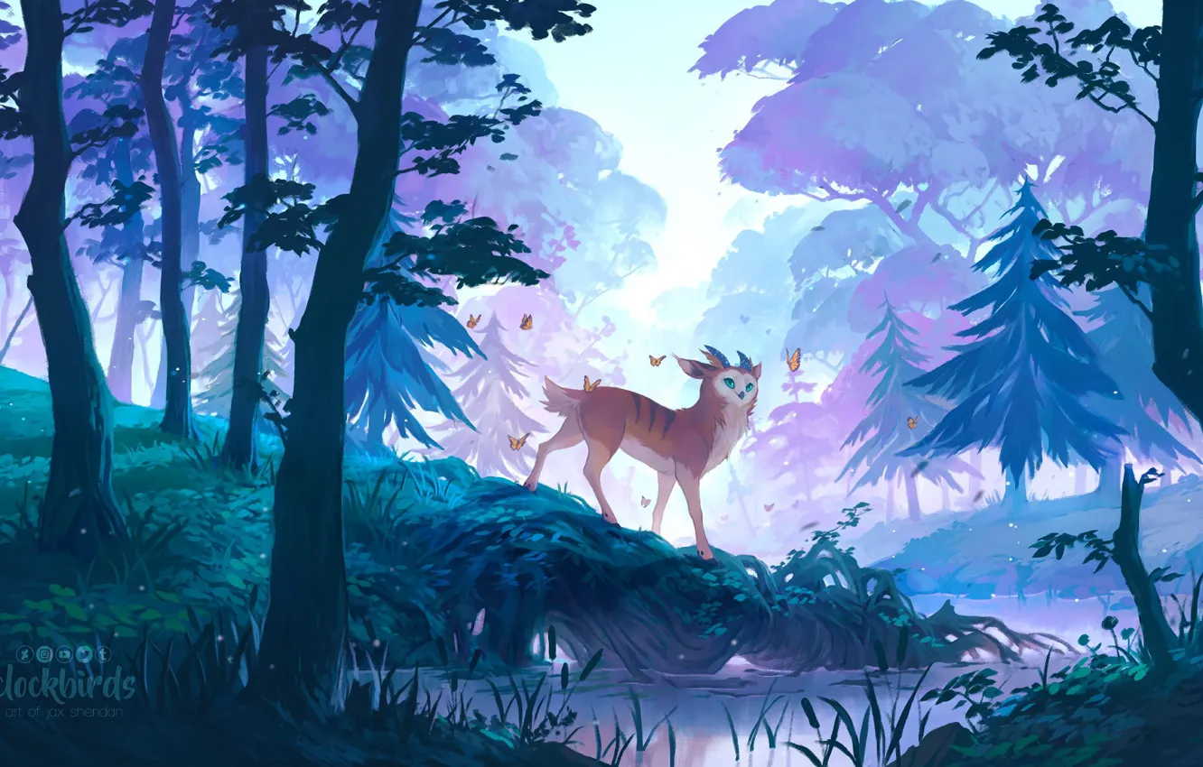 Фото обои лес, природа, сказочное животное