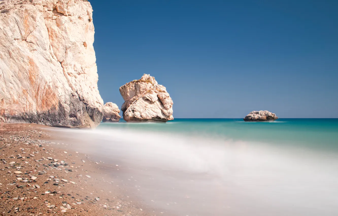 Фото обои море, пляж, камни, скалы