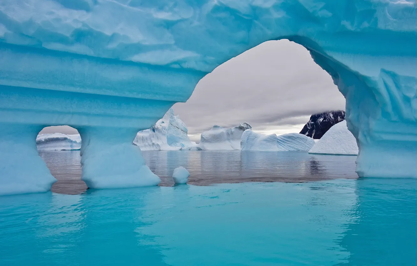 Фото обои лед, зима, море, вода, снег, обои, айсберг