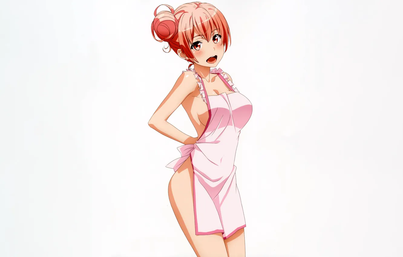 Фото обои girl, sexy, cleavage, boobs, anime, beautiful, red eyes, short hair