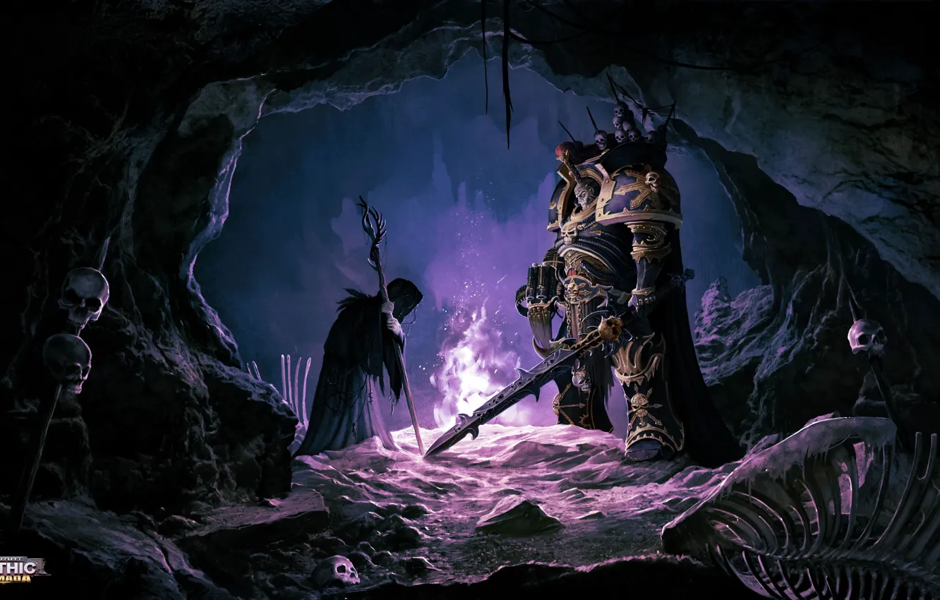Фото обои пещера, старуха, колдунья, Abaddon, Warhammer 40K, Абаддон, Battlefleet Gothic: Armada