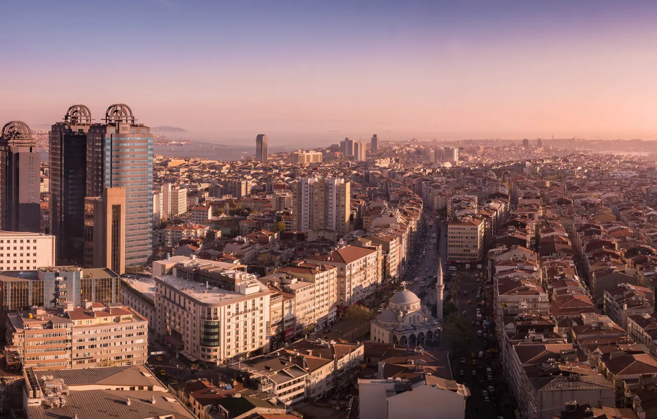 Фото обои city, Istanbul, Turkey, streets, buildings, horizon, vehicles