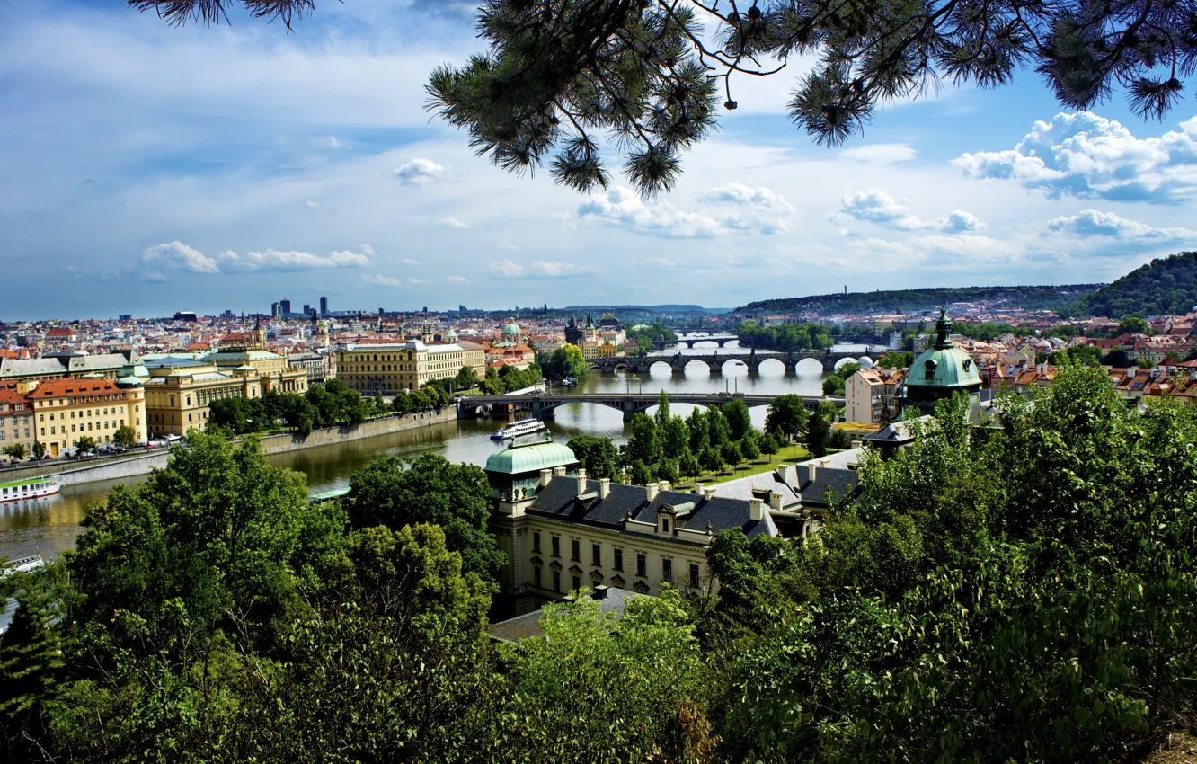 Фото обои Прага, Влтава, Обои Чехия, Пражские мосты
