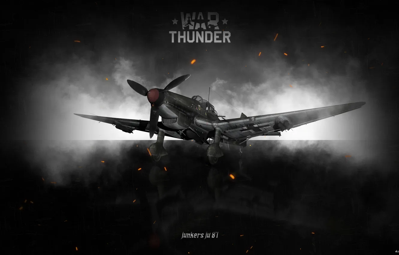 Фото обои самолет, дым, арт, штурмовик, германия, штука, war thunder, hibikirus