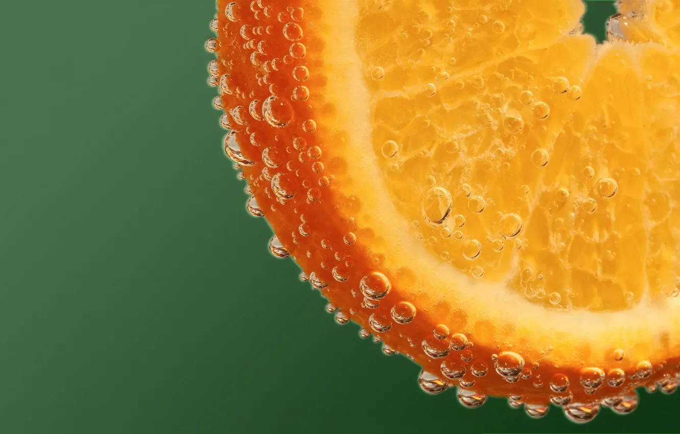 Фото обои пузырьки, апельсин, orange