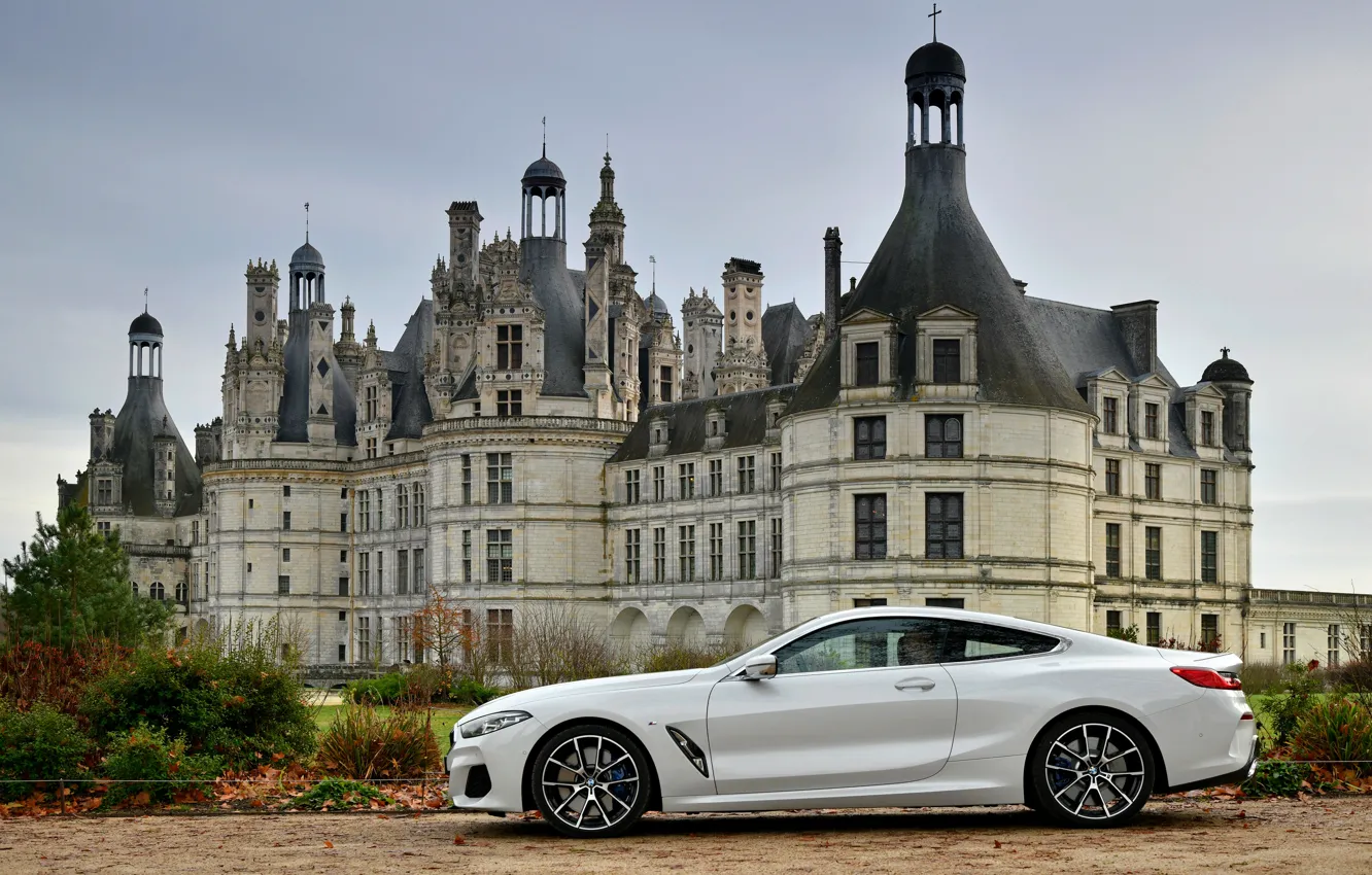Фото обои белый, купе, BMW, 2018, в профиль, 8-Series, 8er, G15