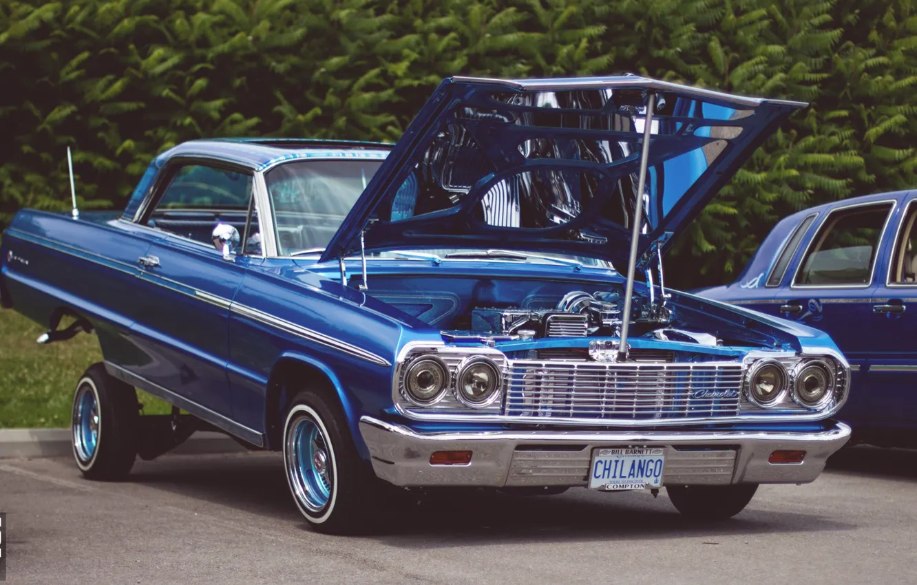 Фото обои car, Chevrolet, lowrider, blue, Impala