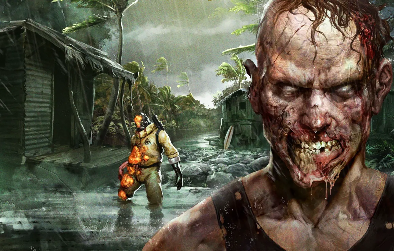 Фото обои zombie, blood, game, island, man, Dead Island, Dead Island Definitive Edition