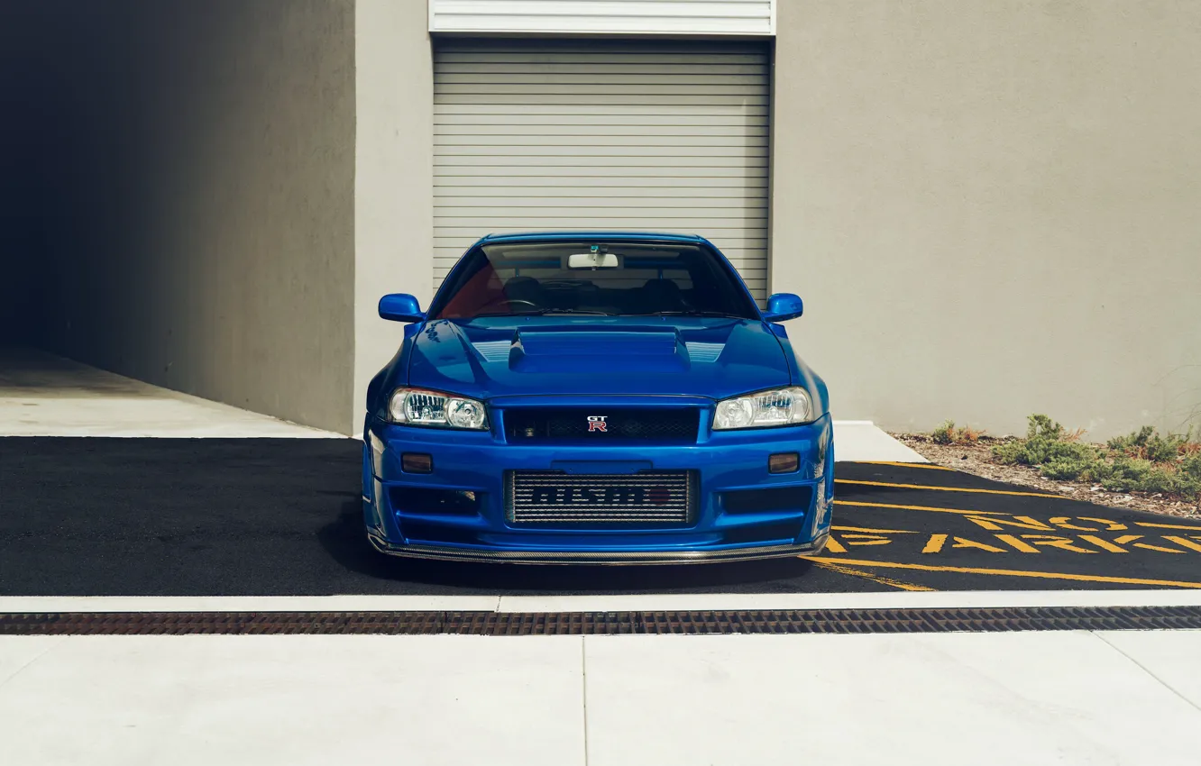 Фото обои Nissan, GT-R, Skyline, R34, Nismo, Front view