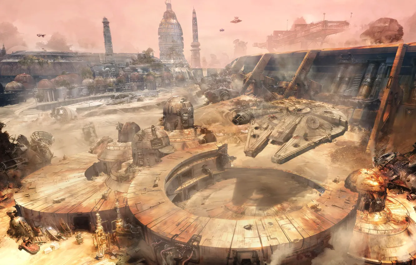 Фото обои город, корабли, пыль, Renegade Squadron, Star Wars Battlefront