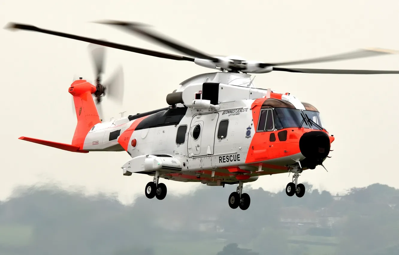 Фото обои машина, вертолёт, ЛЕТИТ, Leonardo AW101 Merlin