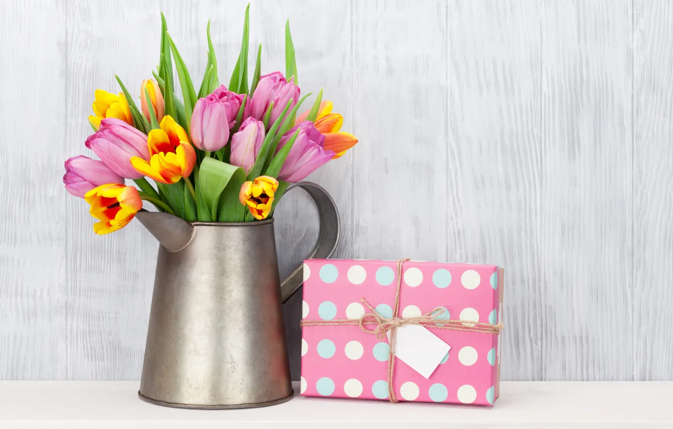Фото обои цветы, букет, colorful, тюльпаны, pink, flowers, tulips, spring