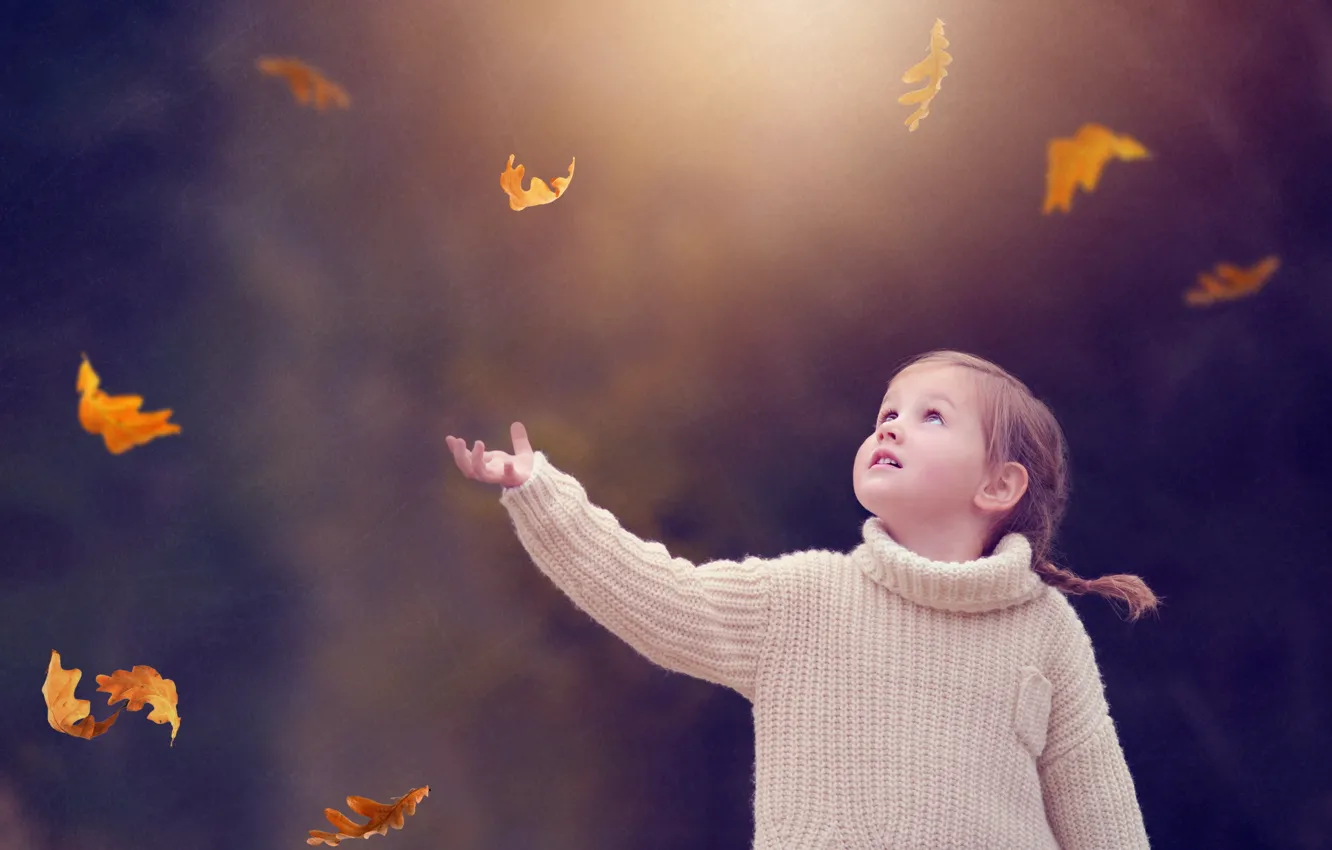 Фото обои осень, листья, девочка