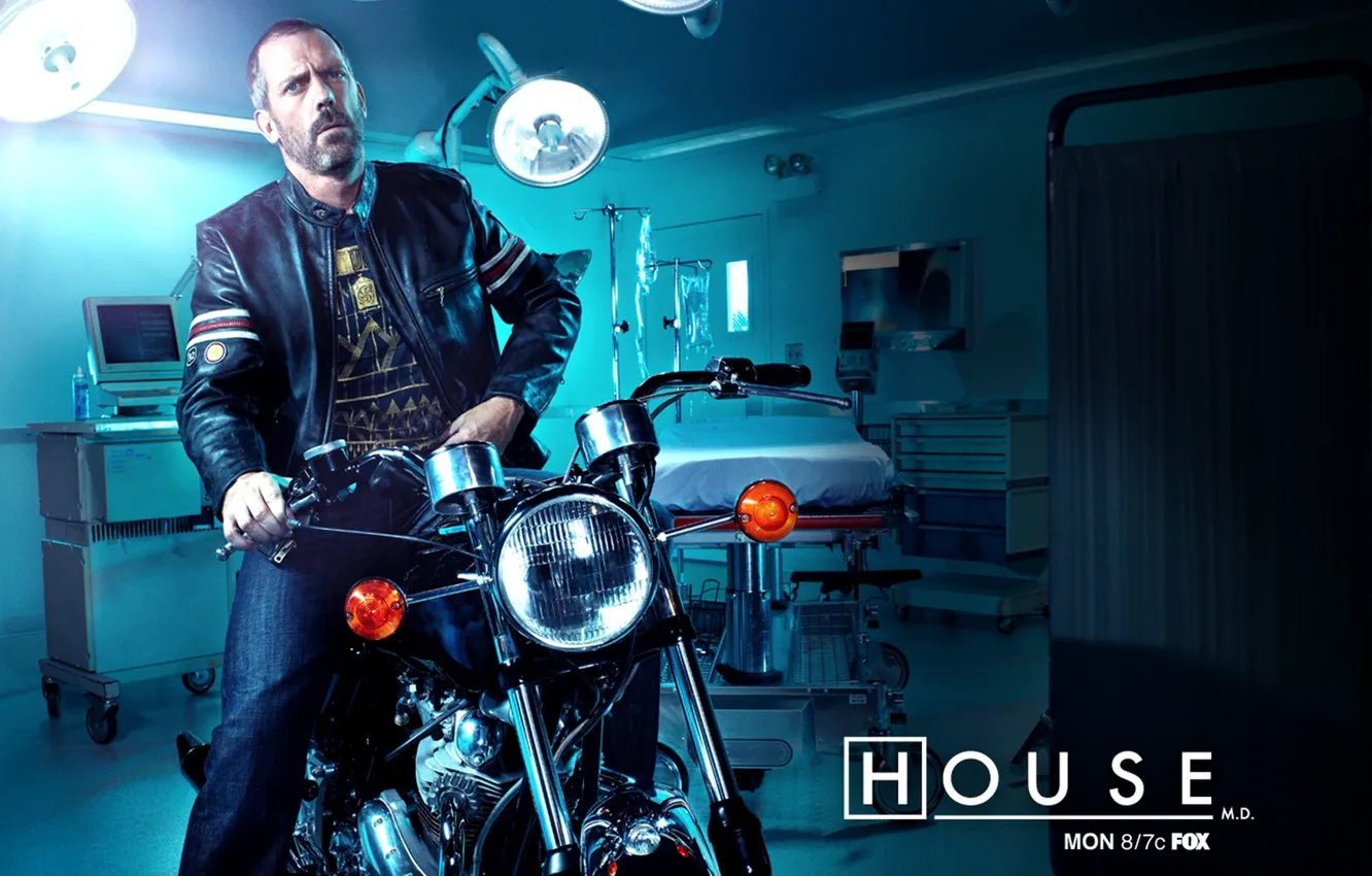 Фото обои доктор, Мотоцикл, Хаус, больница, байк
