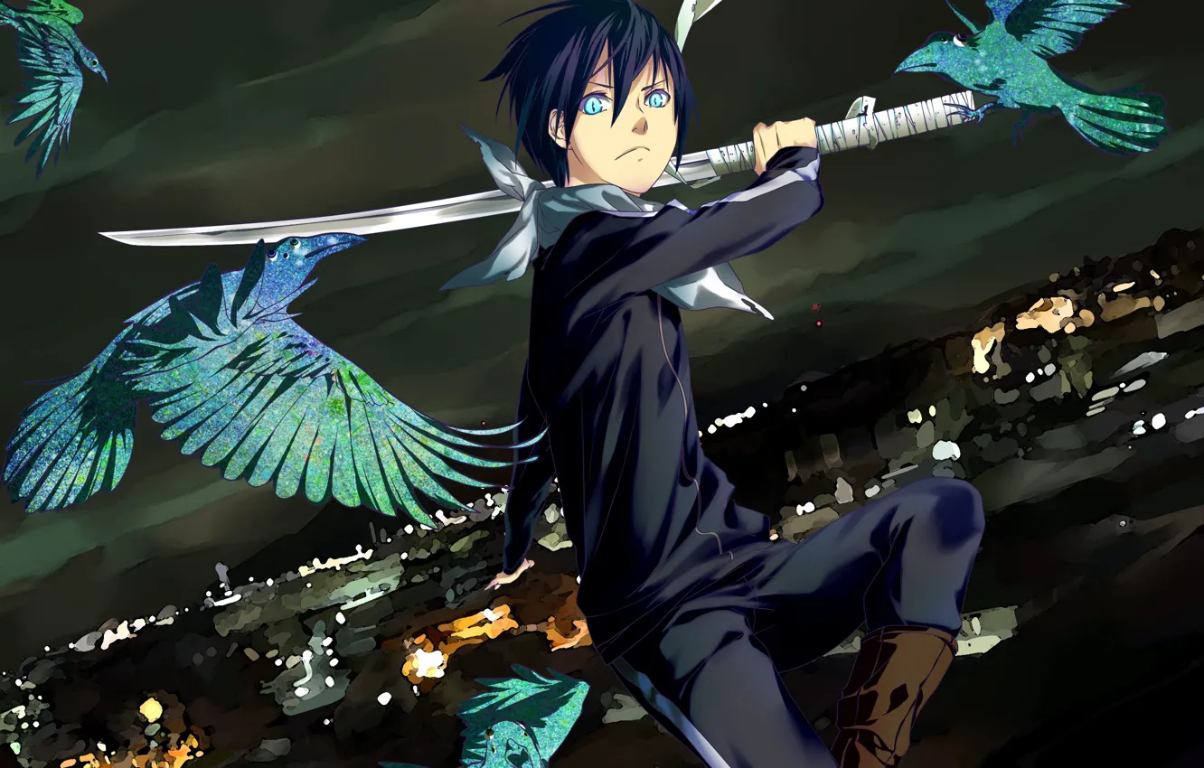 Фото обои меч, аниме, арт, парень, Noragami, Ято