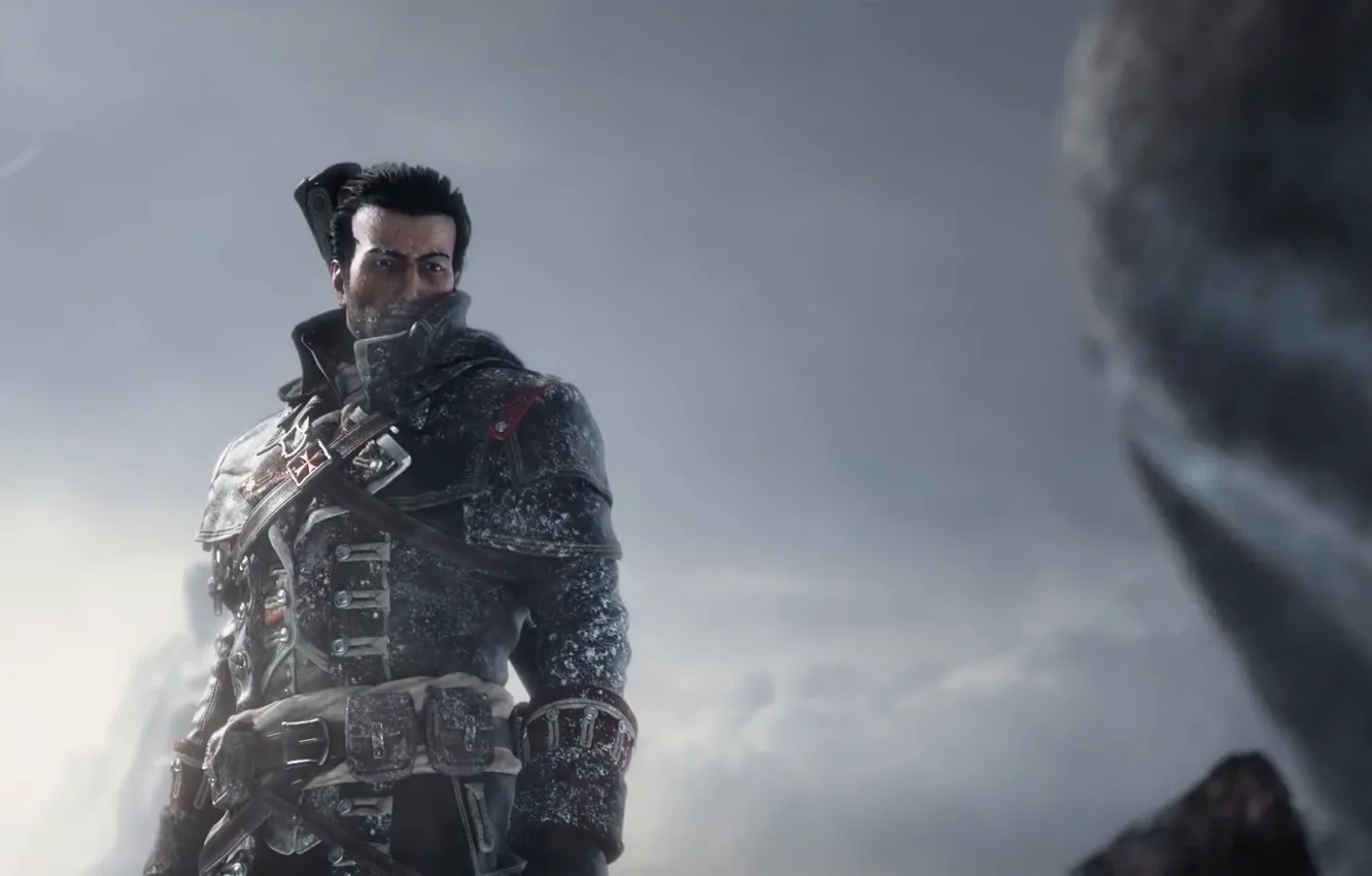 Фото обои зима, взгляд, тамплиер, месть, ассасин, Assassin's Creed, Rogue, Шэй Патрик Кормак
