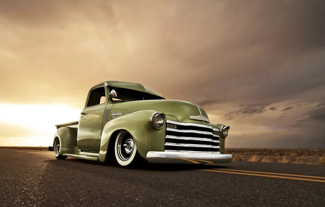 Фото обои дорога, машина, небо