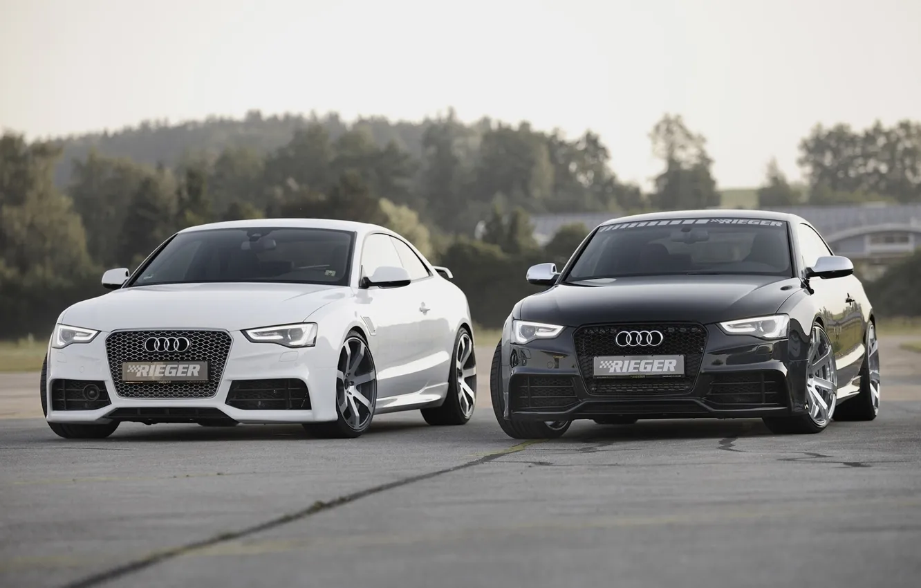 Фото обои белый, фон, Audi, чёрный, тюнинг, купе, Ауди, диски