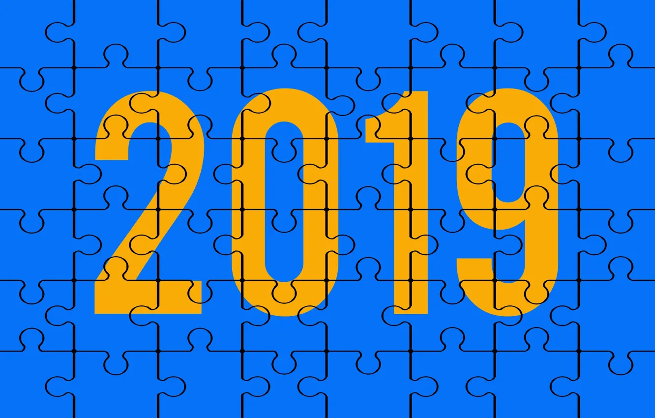 Фото обои синий, Новый год, пазлы, 2019