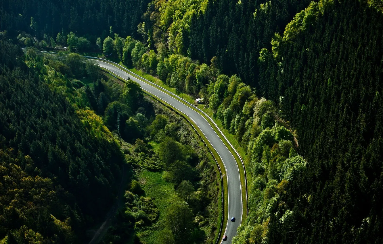 Фото обои лес, трасса, автомобили, Nurburgring