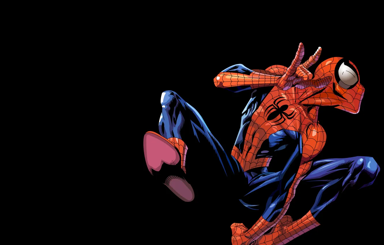 Фото обои черный фон, Marvel Comics, Spider-Man, Человек-Паук