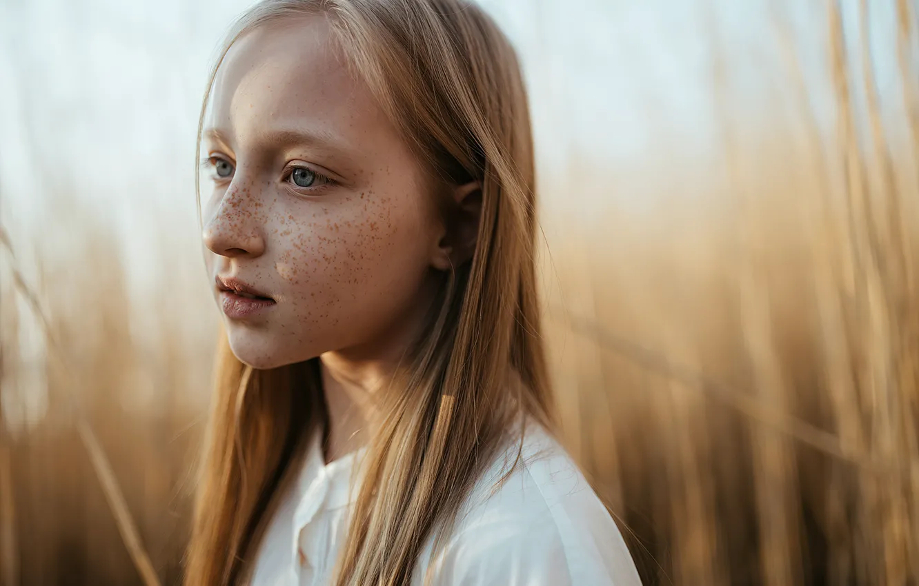 Фото обои лето, девочка, веснушки, summer, little girl