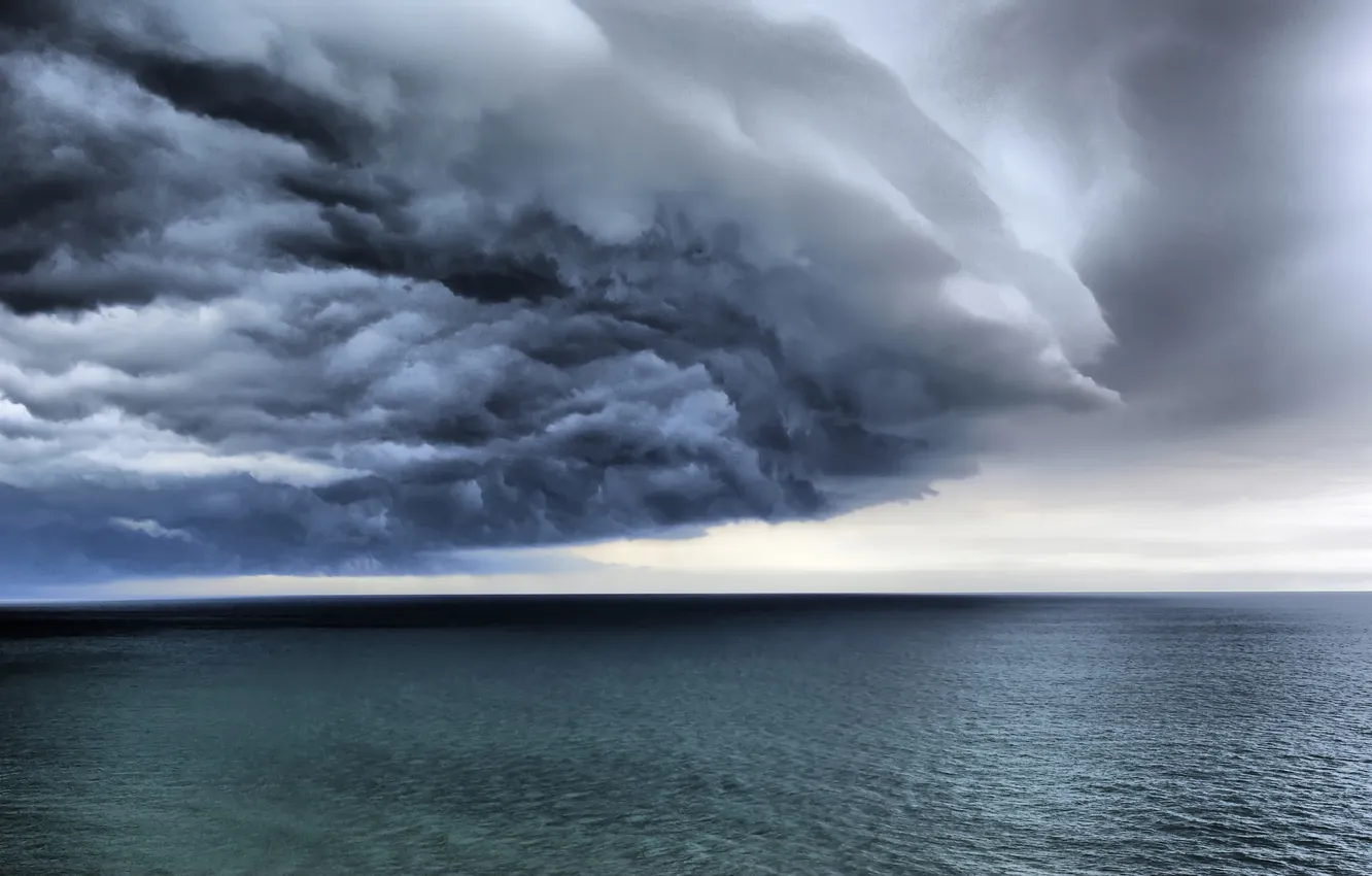 Фото обои море, облака, шторм, гладь, океан