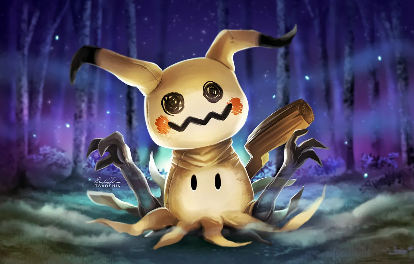 Фото обои game, forest, halloween, rabbit, Pokemon, Mimikyu, Pokémon Sun & Moon, Pokémon