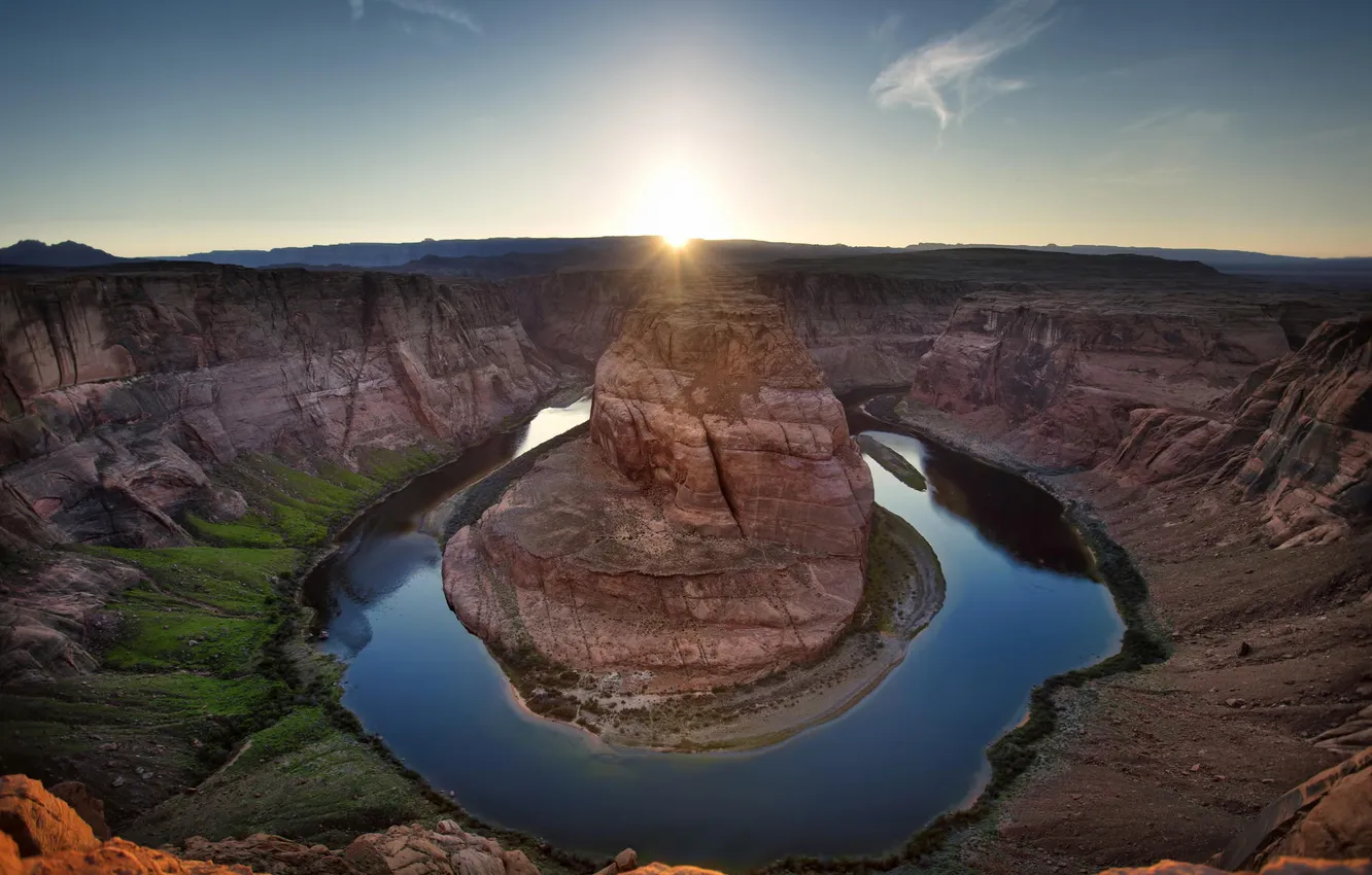 Фото обои природа, река, каньон, arizona, red dessert, colorado river, Horse shoe bend