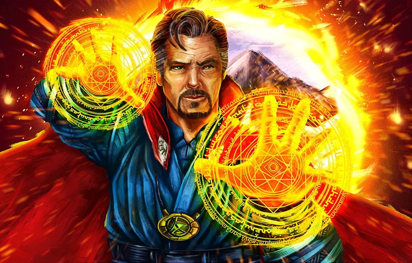 Фото обои круги, оружие, магия, маг, Doctor Strange, Доктор Стрэндж, Стивен Стрэндж