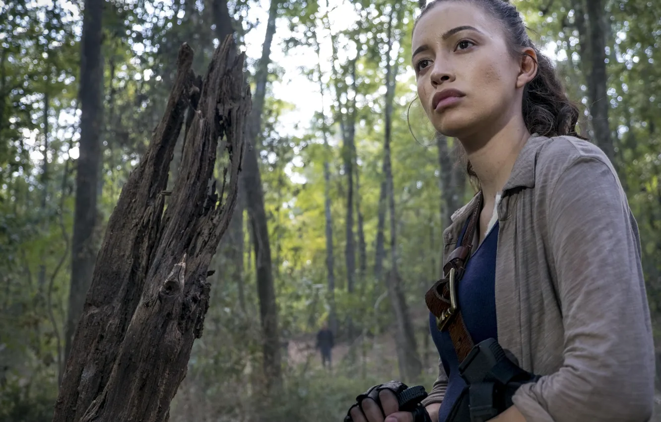 Фото обои оружие, The Walking Dead, Christian Serratos, Rosita