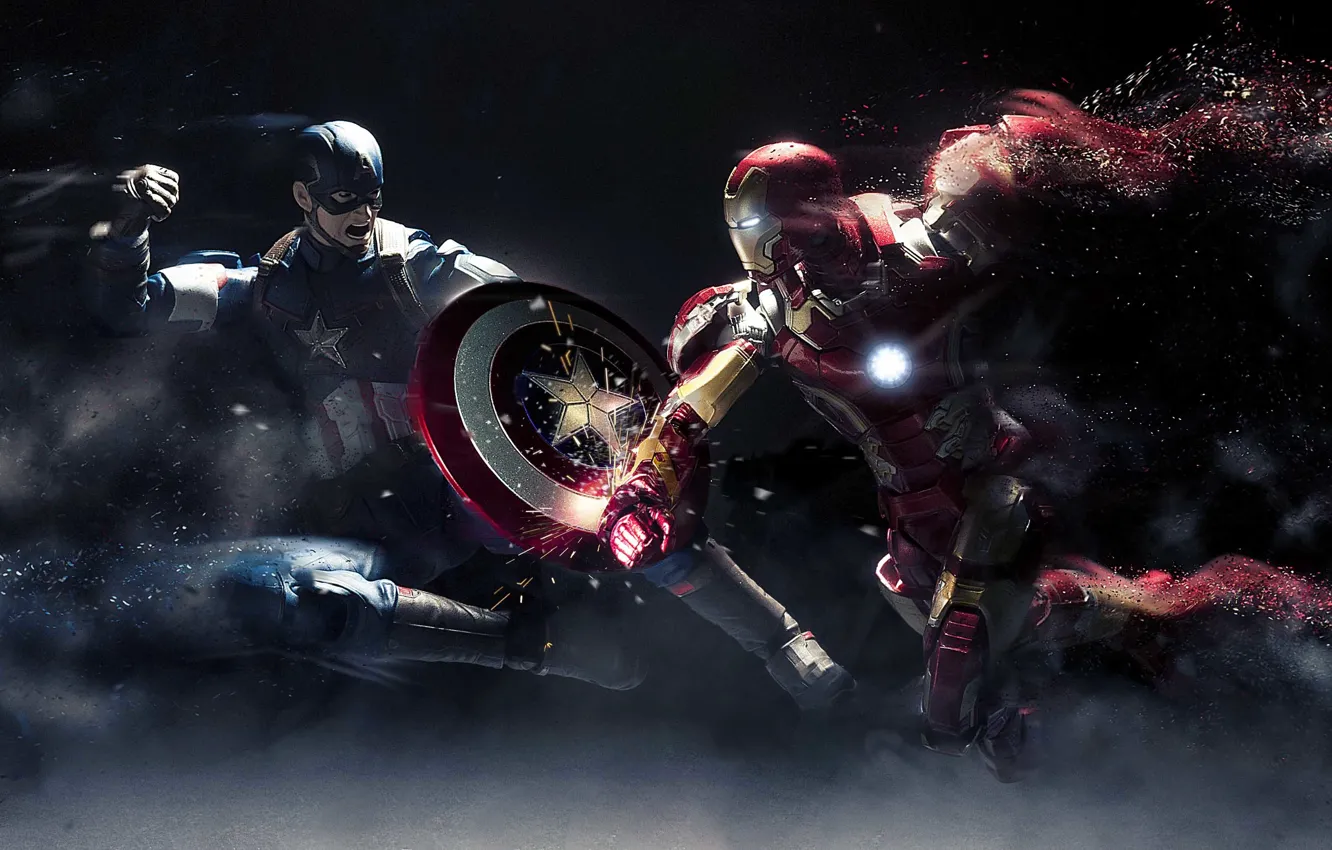 Фото обои игрушки, боевые, Iron Man, Captain America, Civil War