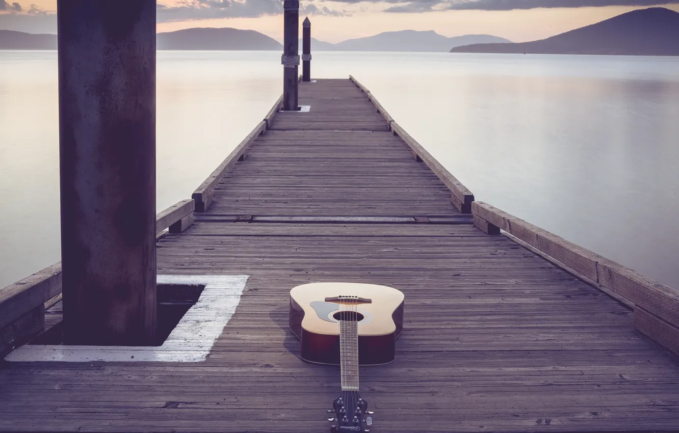 Фото обои мост, музыка, гитара