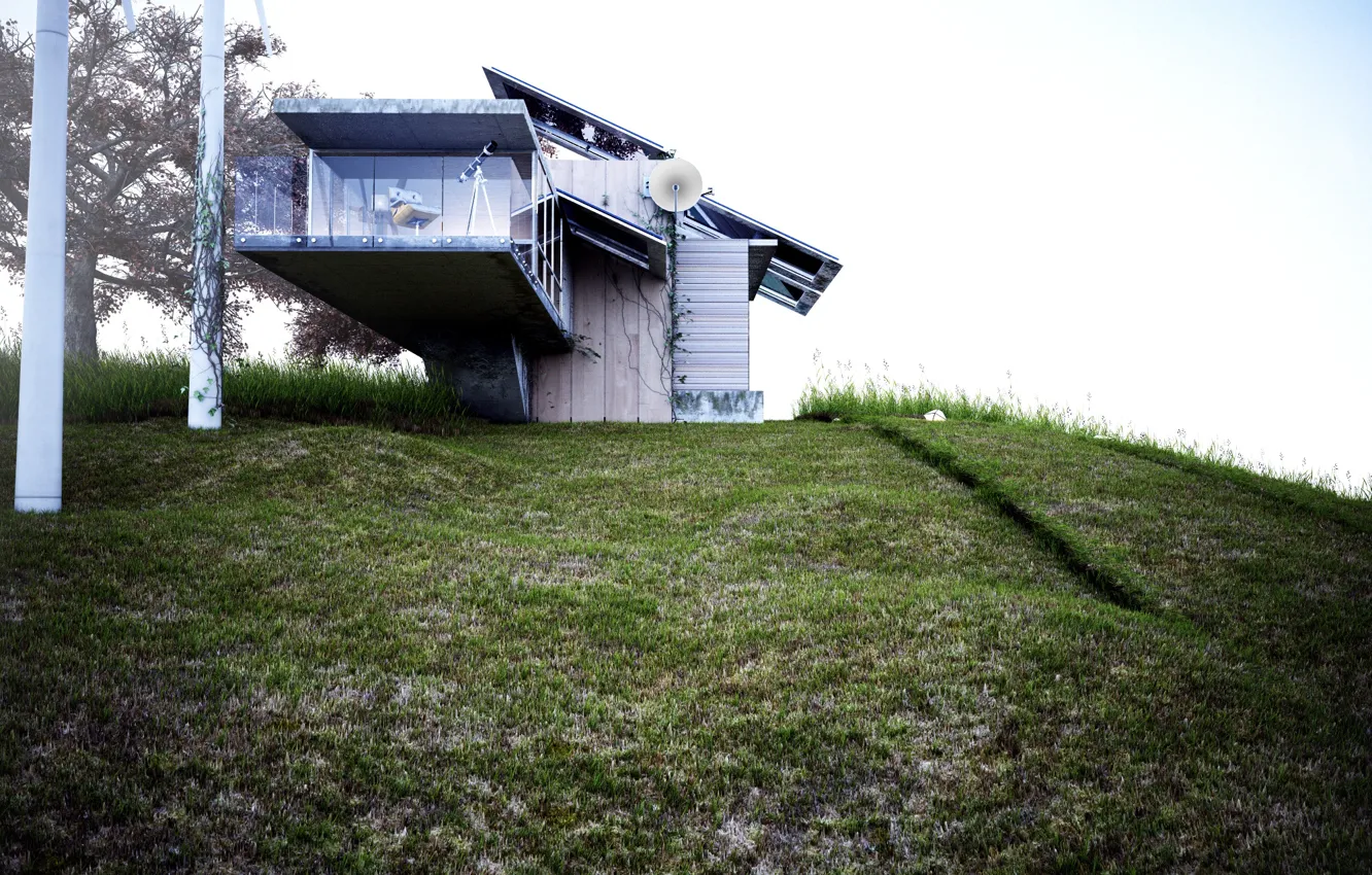 Фото обои дом, холм, ветряки, living simply, view 01