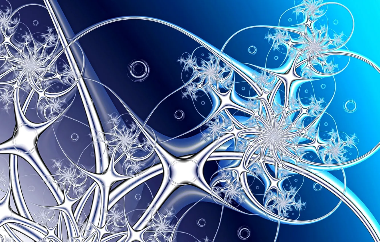Фото обои линии, снежинки, абстракция, фон, завитки, оттенки синего, картинка, морозная фантазия
