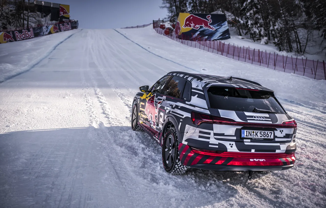 Фото обои снег, Audi, Quattro, уклон, E-Tron, 2019