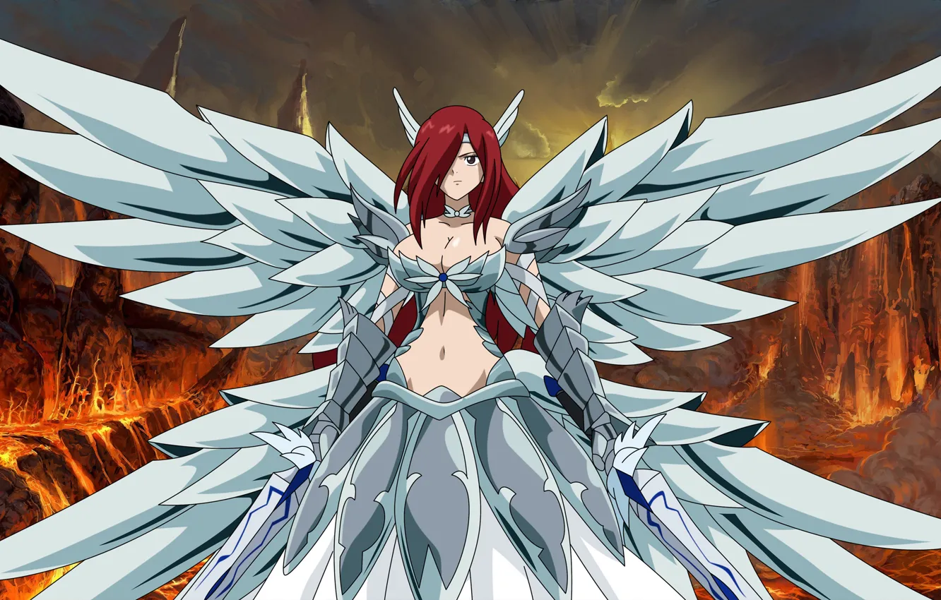 Фото обои boobs, wings, Erza Scarlet