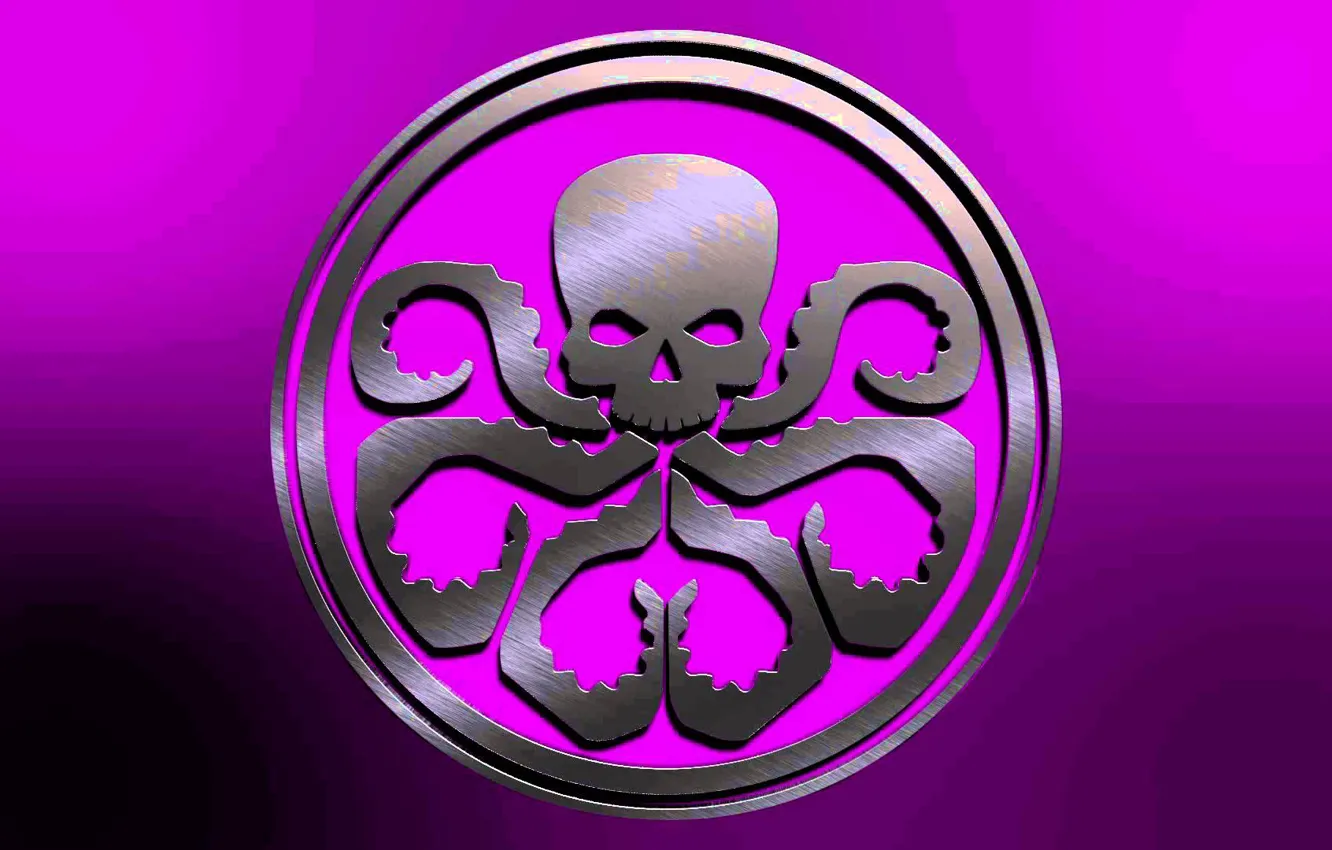 Фото обои skull, pink, fon, Marvel Comics, metall, tentacles, Hail Hydra