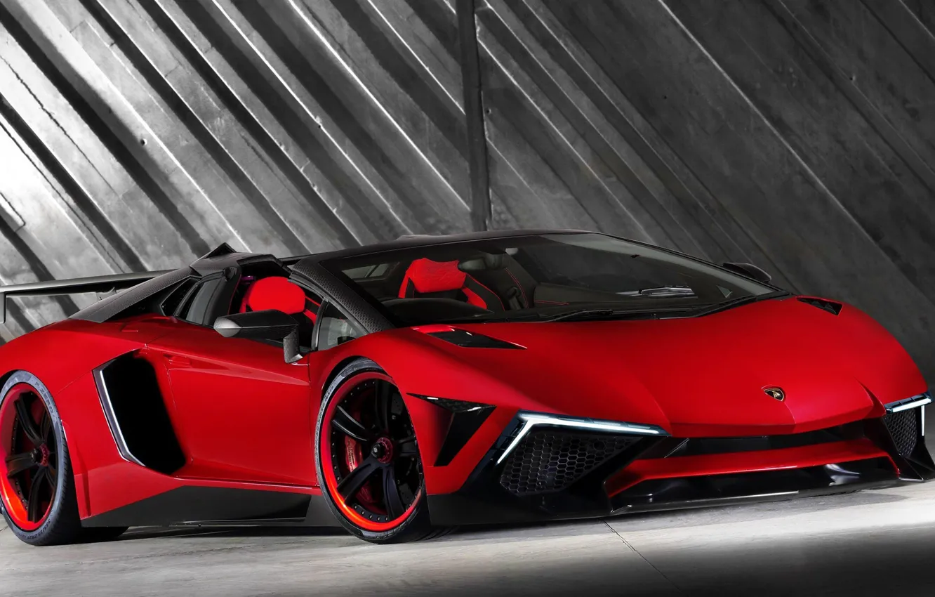 Фото обои Красный, Авто, Lamborghini, Машина, Red, Car, Суперкар, Aventador