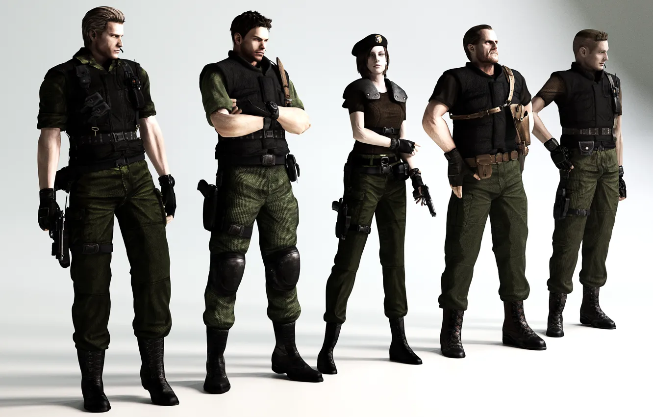 Фото обои resident evil, biohazard, art, Обитель зла, Jill Valentine, Chris Redfield, Albert Wesker, fan