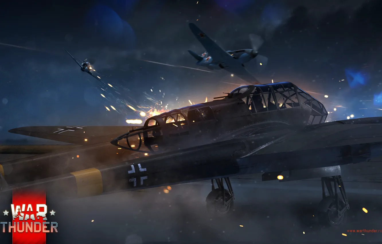 Фото обои Война, Атака, War Thunder, Як-3, Fw-189