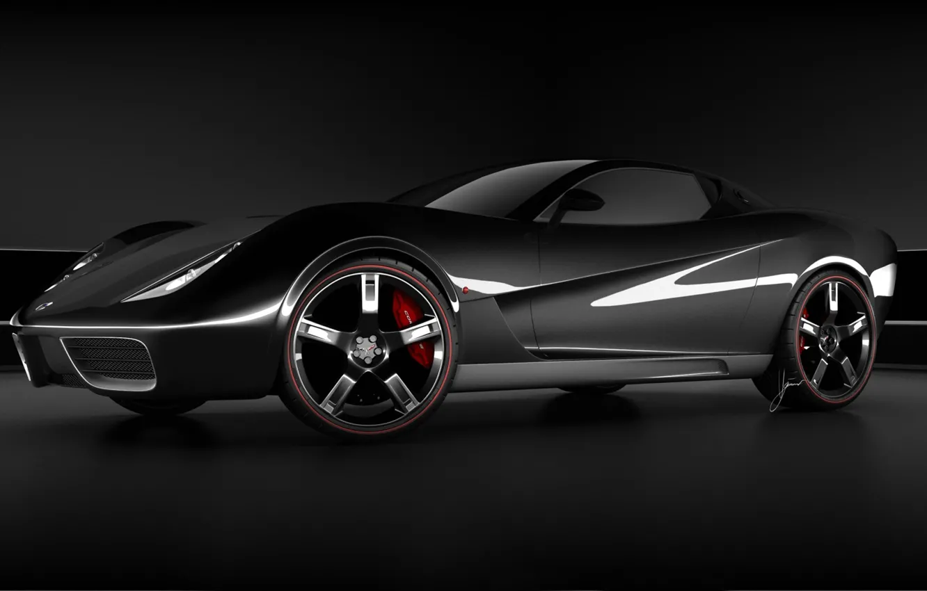 Фото обои чёрный, Corvette, Z03
