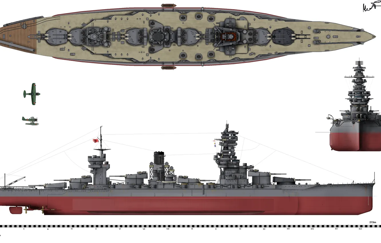 Фото обои Battleship, IJN, Fuso, Empire of Japan
